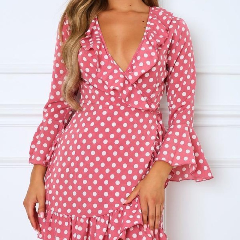 Polka dot pink Mini Dress White Fox Boutique